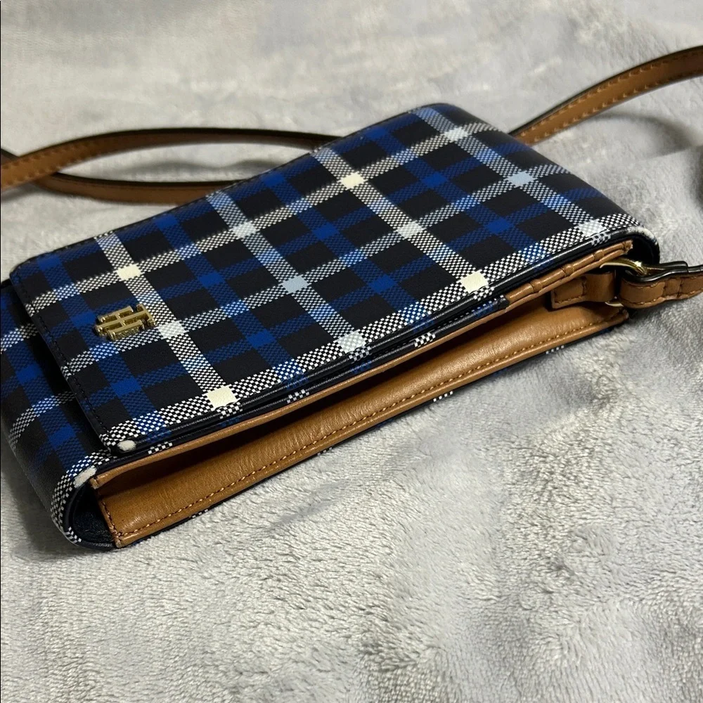Tommy Hilfiger Blue Plaid Crossbody Phone Wallet
